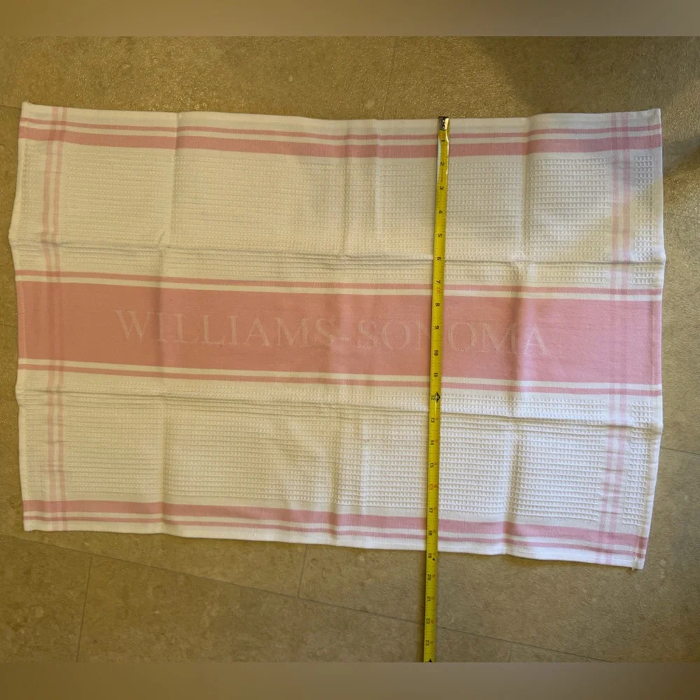 Le Jacquard Francais & Williams Sonoma Tea Towels Kitchen Pink & White